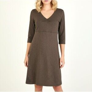 Horny Toad Rosalinda Dress S Brown Organic Cotton Lyocell V-Neck Gorpcore Hiking